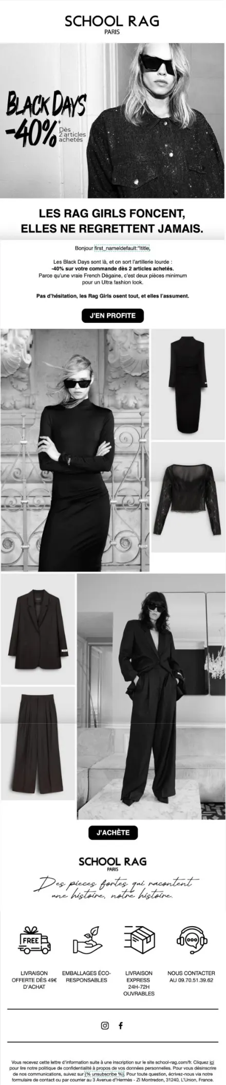 Campagne School Rag — Black Days · -40%